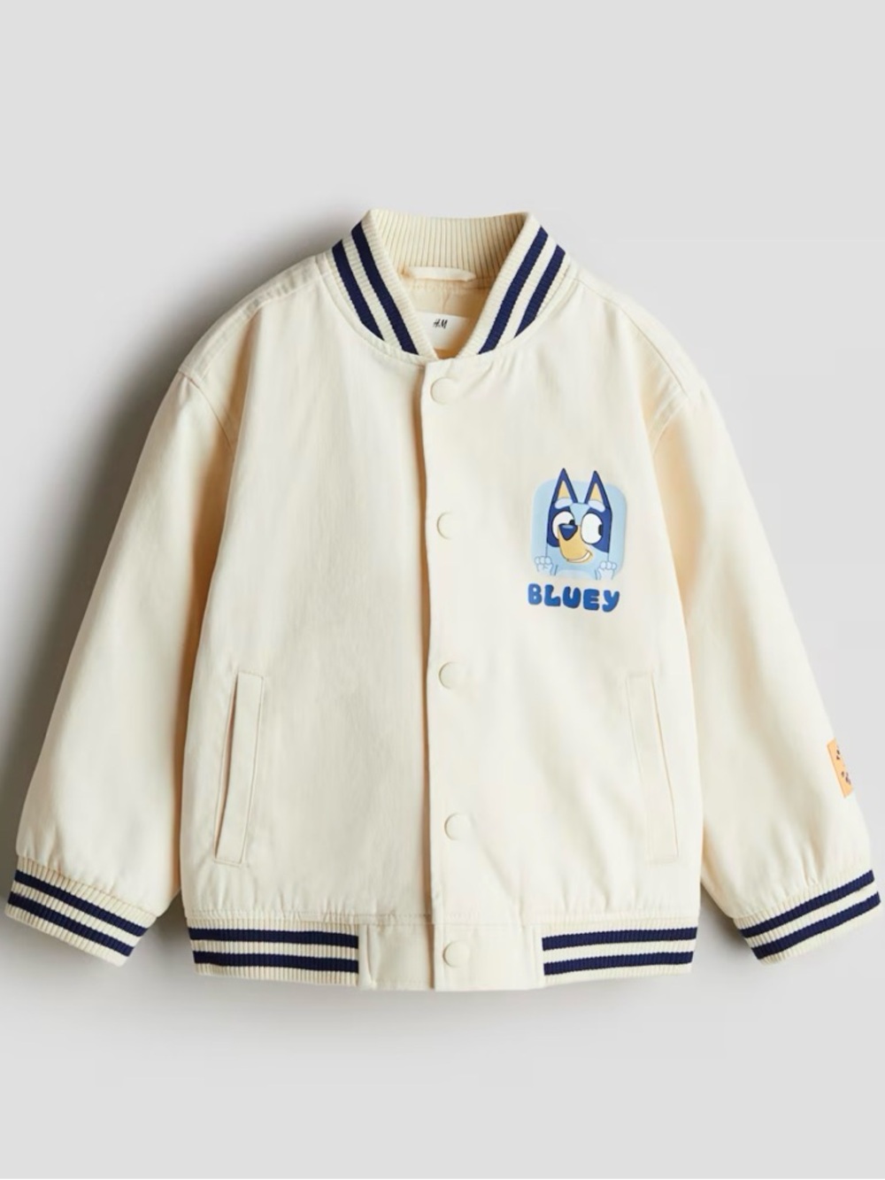 H&M Bluey Kids Varsity Jacket Size 5–6 Cream Lightweight Spring
